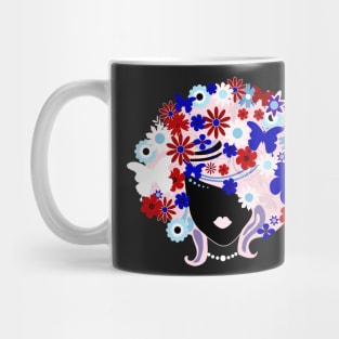 Woman with Flowers and Butterflies in Her Hair Mug